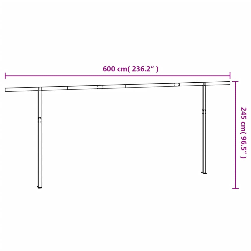 Set Pali per Tenda da Sole Bianco 600x245 cm Ferro - homemem39
