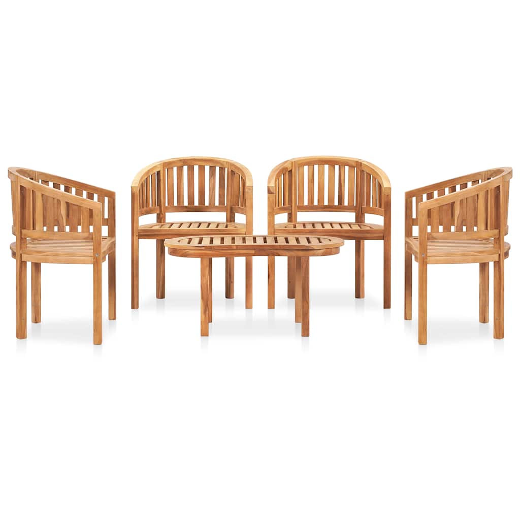 Set Salotto da Giardino 5 pz Design Curvo in Massello di Teak | homemem39