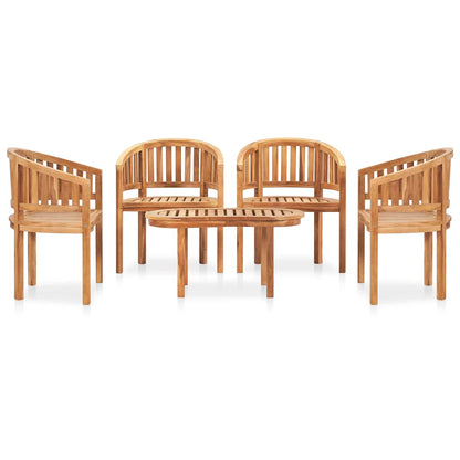 Set Salotto da Giardino 5 pz Design Curvo in Massello di Teak | homemem39