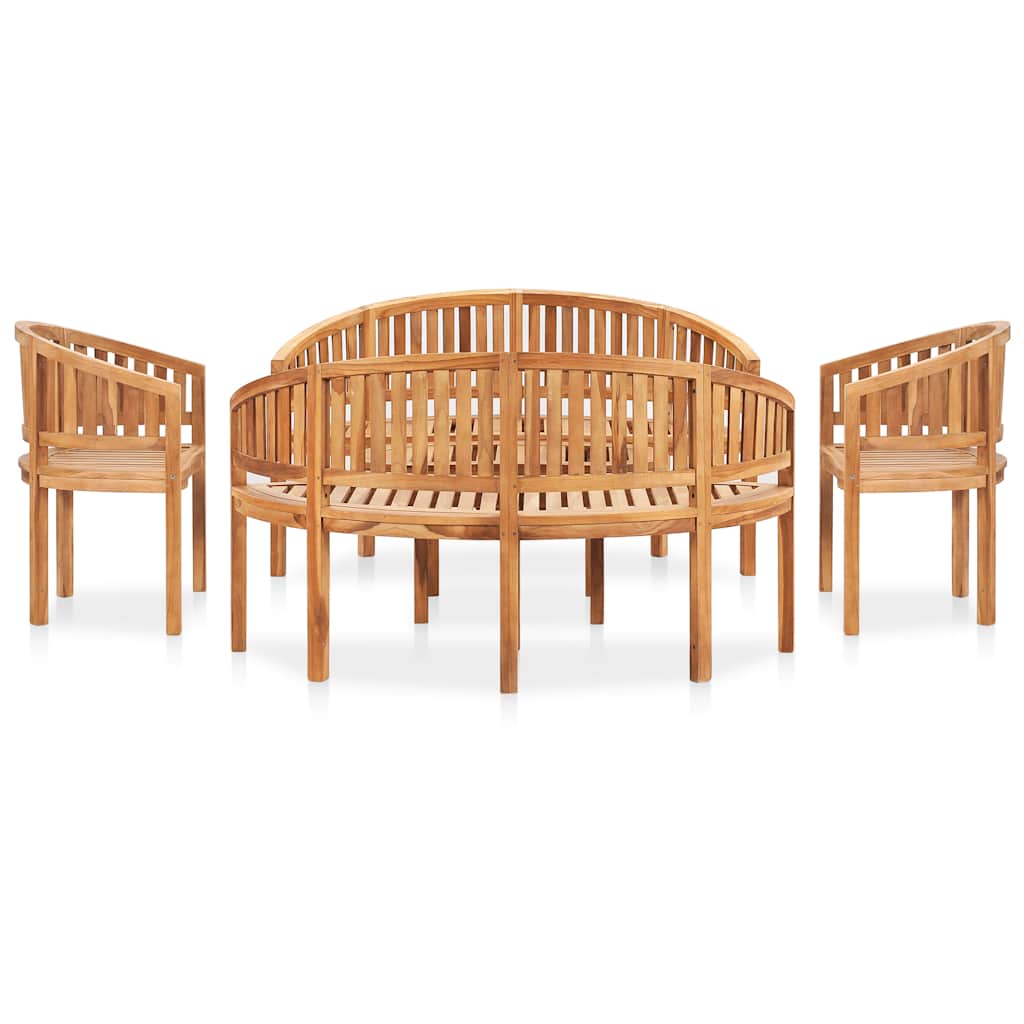 Set Salotto da Giardino 5 pz Design Curvo in Massello di Teak | homemem39