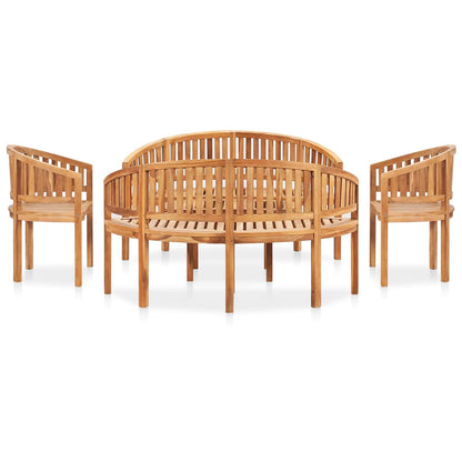 Set Salotto da Giardino 5 pz Design Curvo in Massello di Teak | homemem39