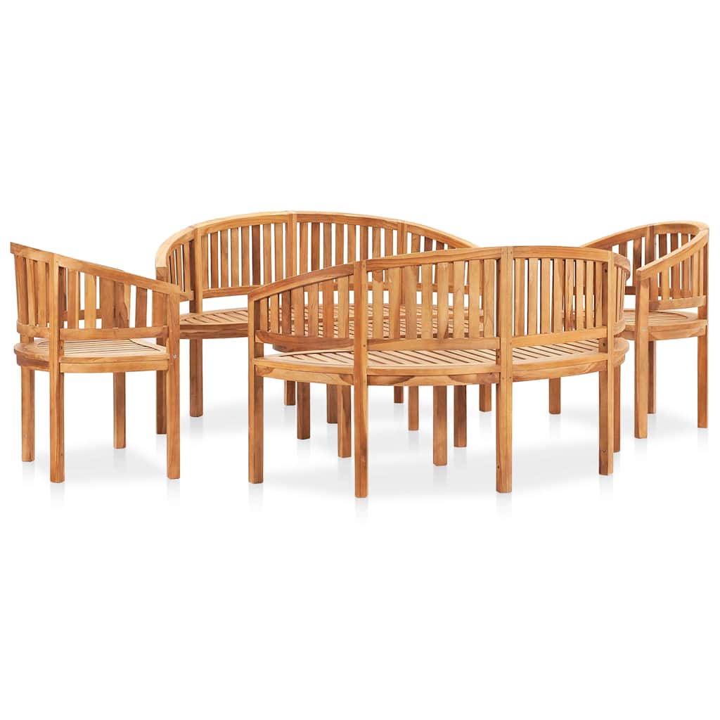 Set Salotto da Giardino 5 pz Design Curvo in Massello di Teak | homemem39