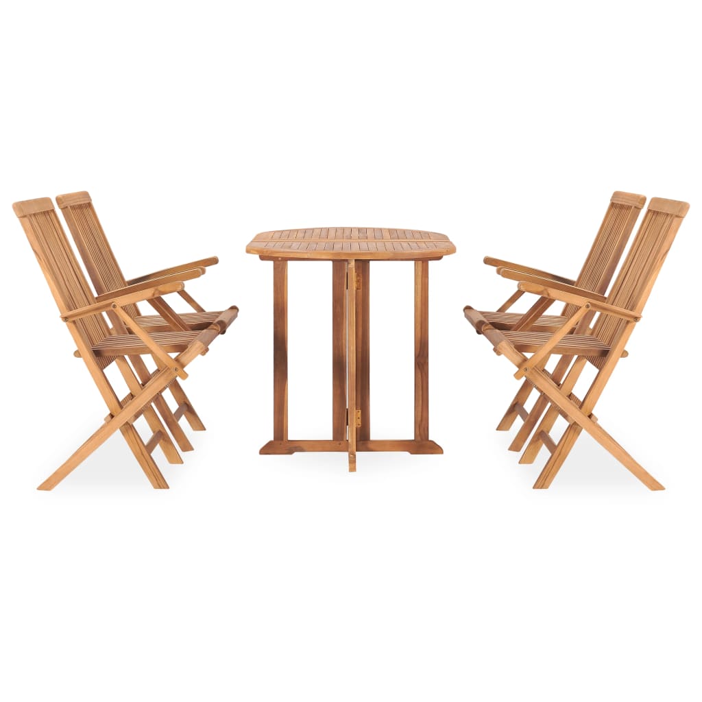 Set da Pranzo da Giardino 5 pz Pieghevole in Massello di Teak - homemem39