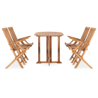 Set da Pranzo da Giardino 5 pz Pieghevole in Massello di Teak - homemem39