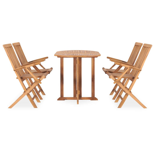 Set da Pranzo da Giardino 5 pz Pieghevole in Massello di Teak - homemem39