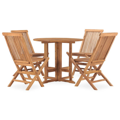 Set da Pranzo da Giardino 5 pz Pieghevole in Massello di Teak | homemem39