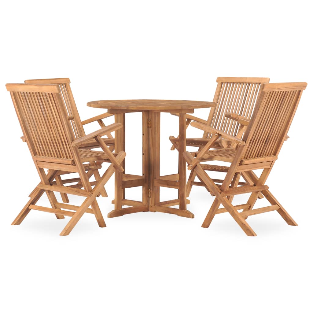 Set da Pranzo da Giardino 5 pz Pieghevole in Massello di Teak