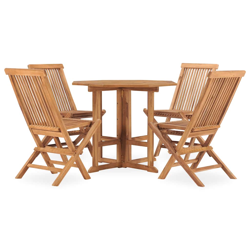 Set da Pranzo da Giardino 5 pz Pieghevole in Massello di Teak | homemem39