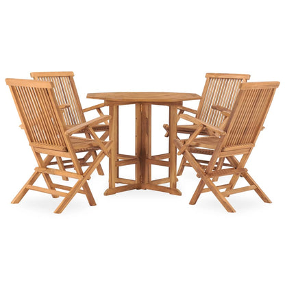 Set da Pranzo da Giardino 5 pz Pieghevole in Massello di Teak | homemem39