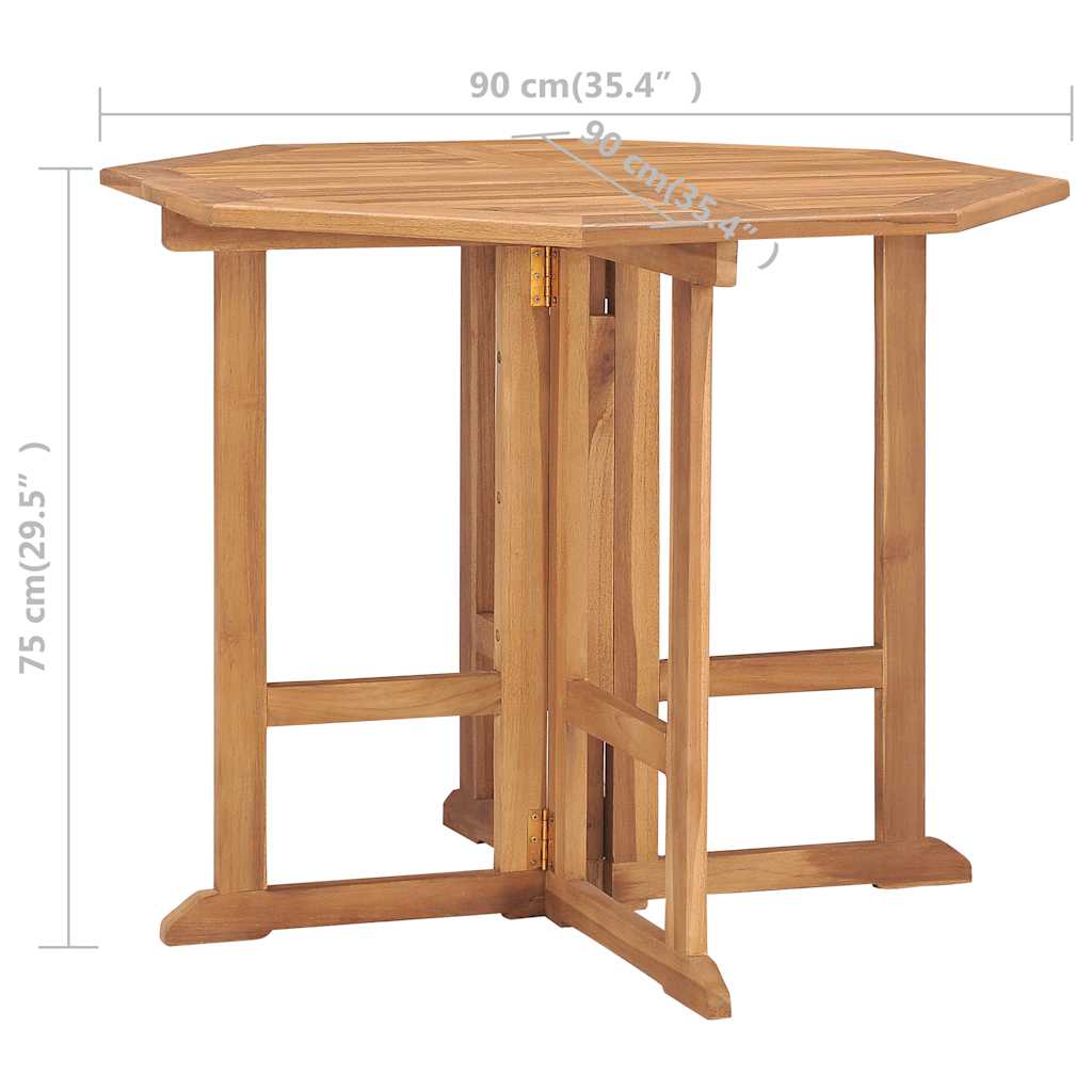 Set da Pranzo da Giardino 5 pz Pieghevole in Massello di Teak | homemem39