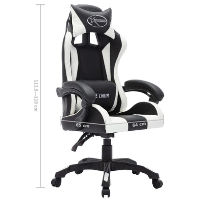 Sedia da Gaming con Luci a LED RGB Bianca e Nera in Similpelle | homemem39