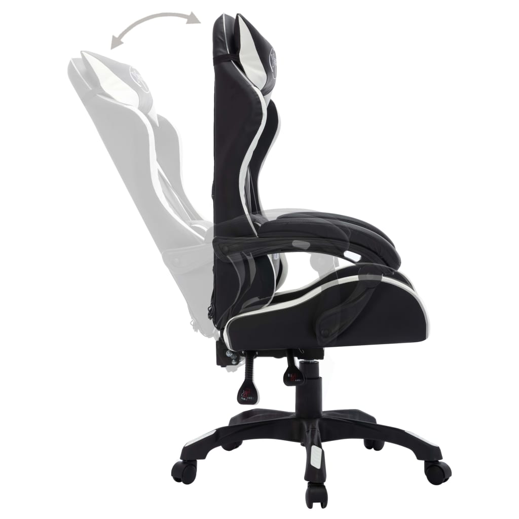 Sedia da Gaming con Luci a LED RGB Bianca e Nera in Similpelle | homemem39