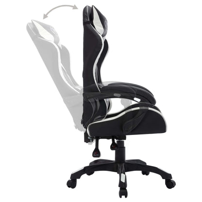 Sedia da Gaming con Luci a LED RGB Bianca e Nera in Similpelle | homemem39