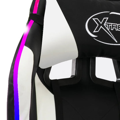 Sedia da Gaming con Luci a LED RGB Bianca e Nera in Similpelle | homemem39