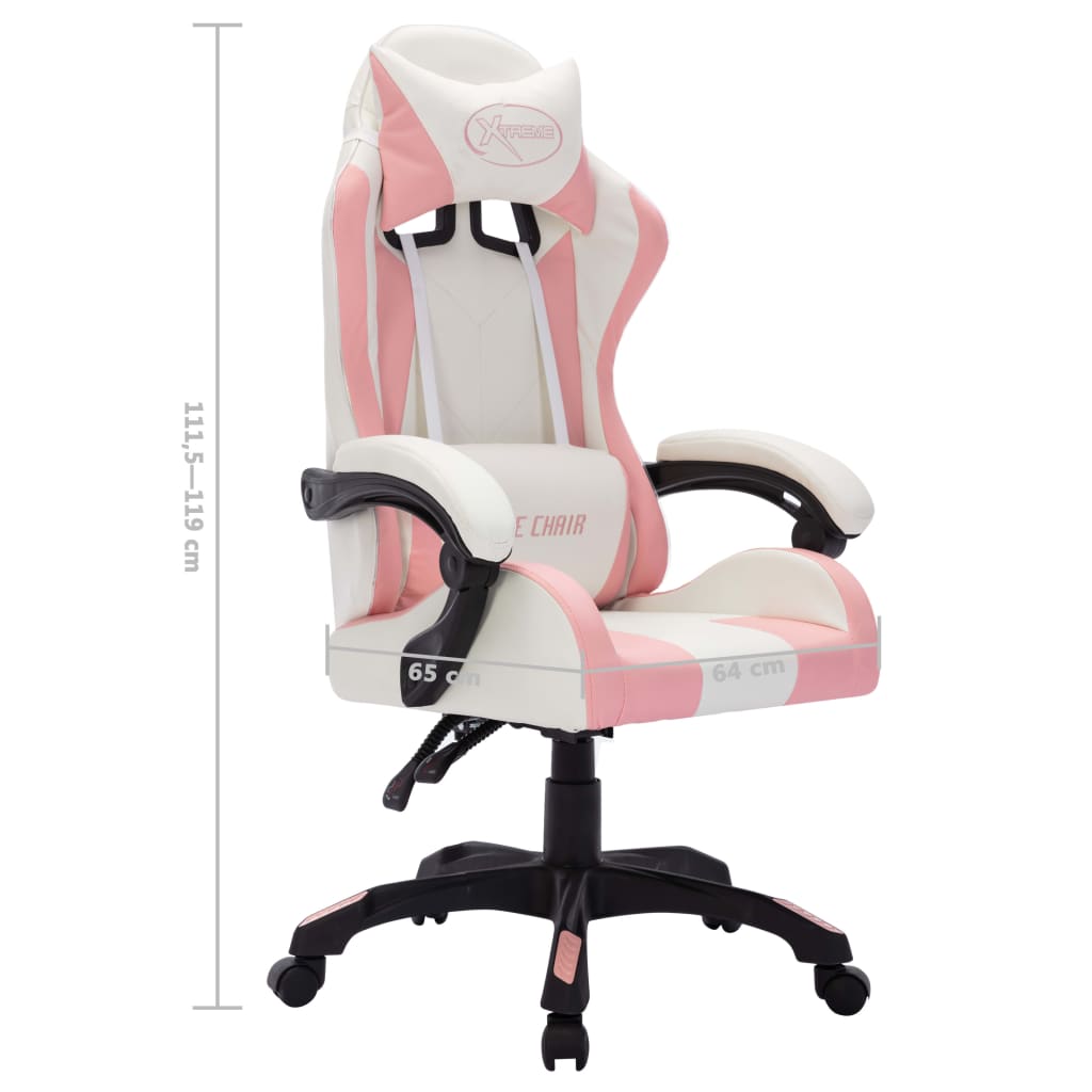 Sedia da Gaming con Luci a LED RGB Rosa e Nera in Similpelle | homemem39