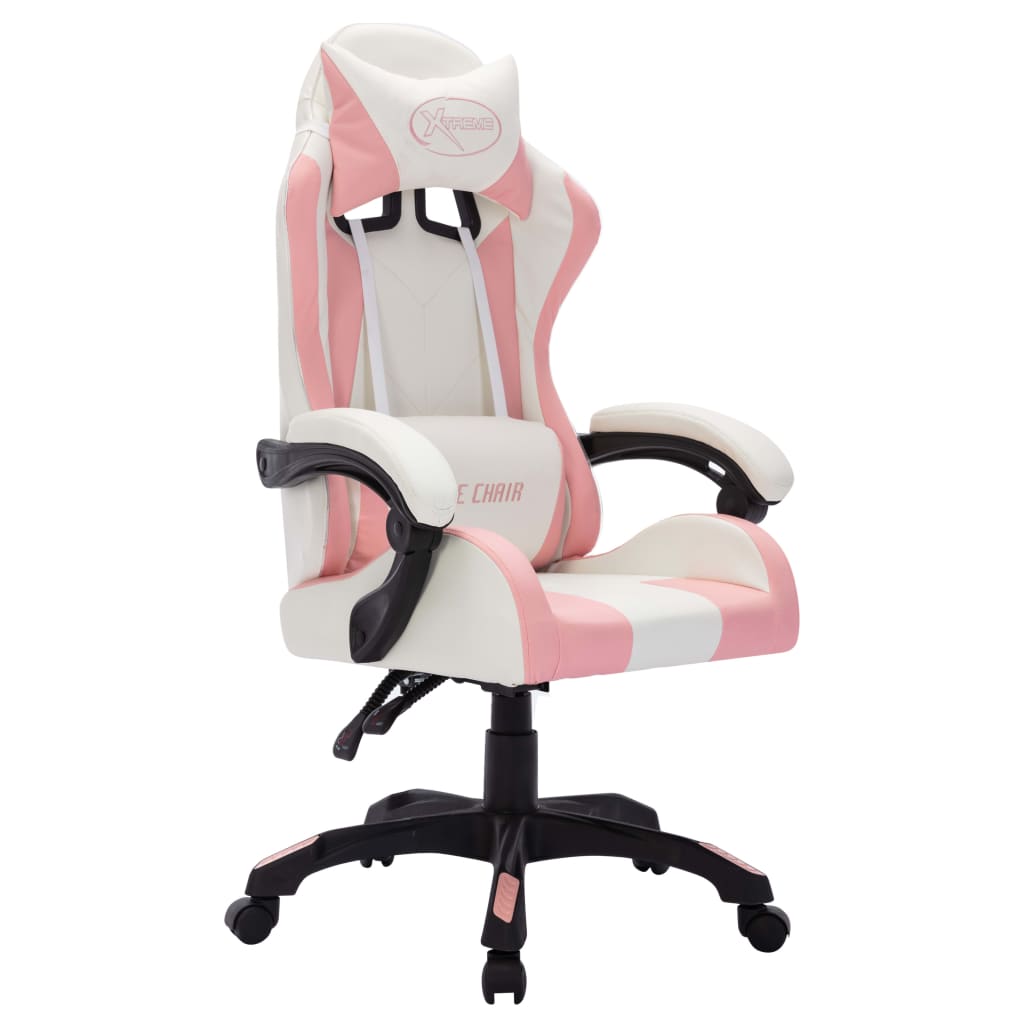 Sedia da Gaming con Luci a LED RGB Rosa e Nera in Similpelle | homemem39