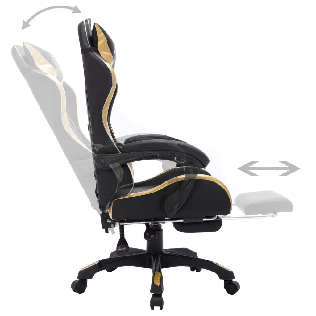 Sedia da Gaming con Luci a LED RGB Oro e Nera in Similpelle | homemem39