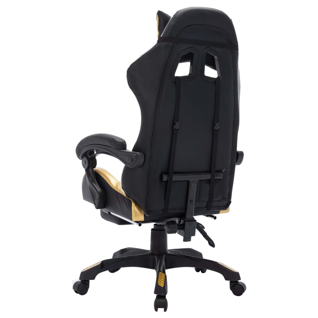 Sedia da Gaming con Luci a LED RGB Oro e Nera in Similpelle | homemem39