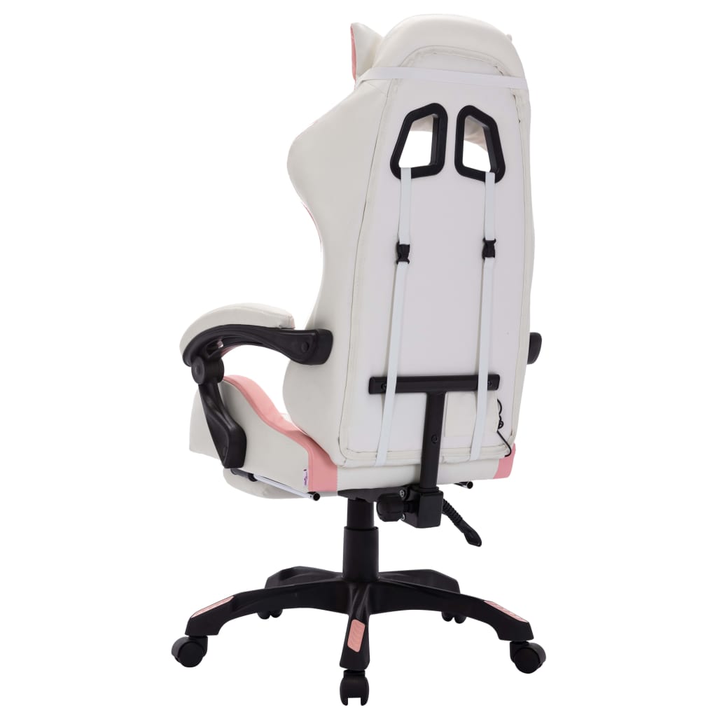 Sedia da Gaming con Luci a LED RGB Rosa e Bianca in Similpelle | homemem39