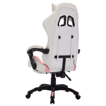 Sedia da Gaming con Luci a LED RGB Rosa e Bianca in Similpelle | homemem39
