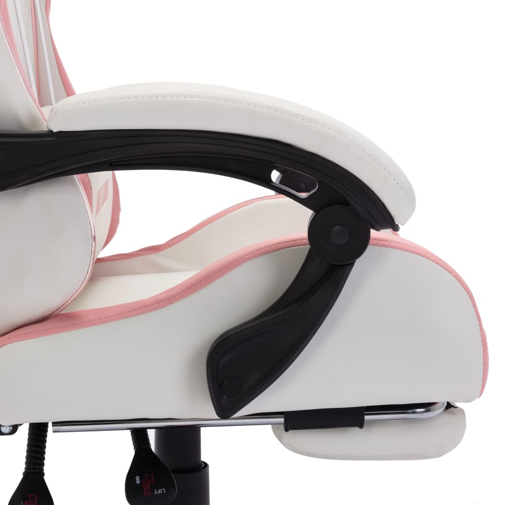 Sedia da Gaming con Luci a LED RGB Rosa e Bianca in Similpelle | homemem39