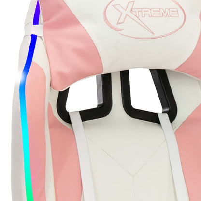 Sedia da Gaming con Luci a LED RGB Rosa e Bianca in Similpelle | homemem39