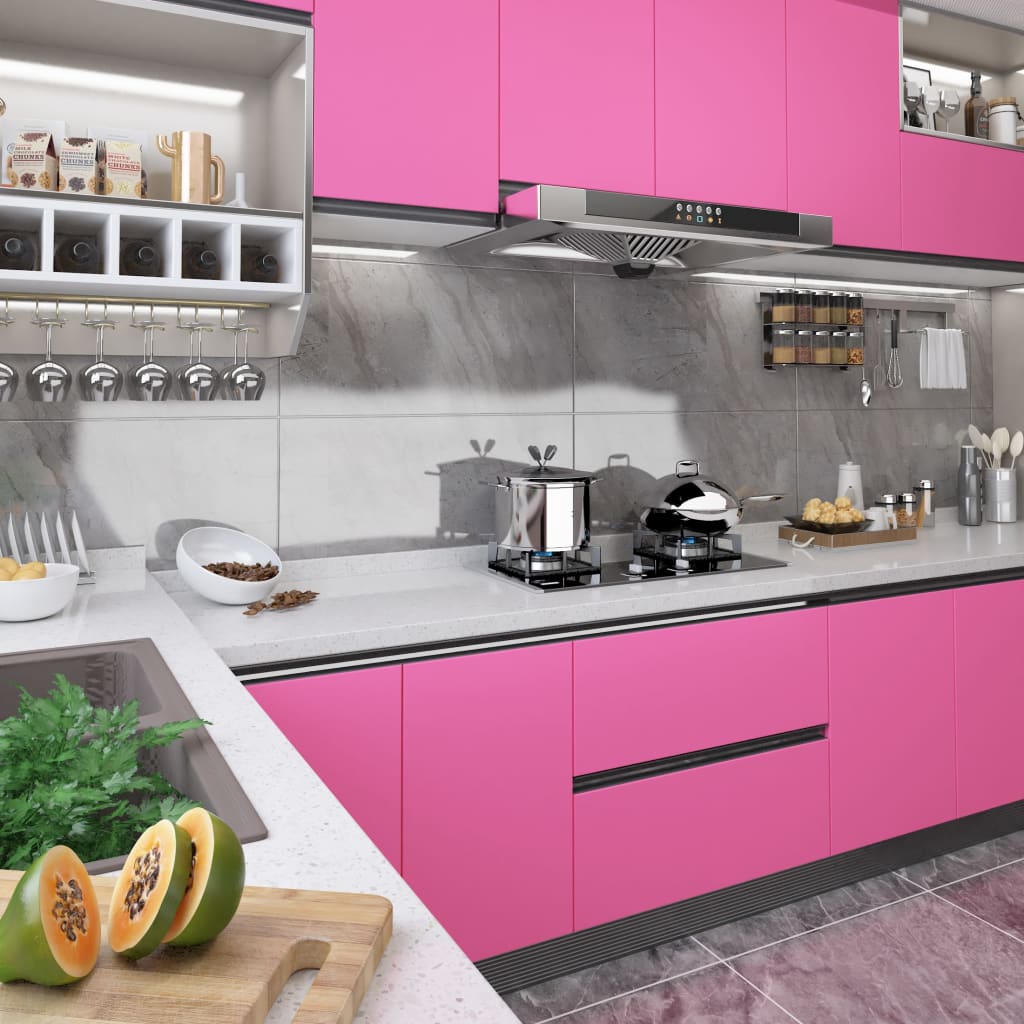 Pellicola Autoadesiva per Mobili Rosa Lucido 500x90 cm in PVC | homemem39