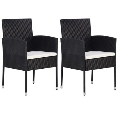 Set da Pranzo da Giardino 3 pz in Polyrattan Nero