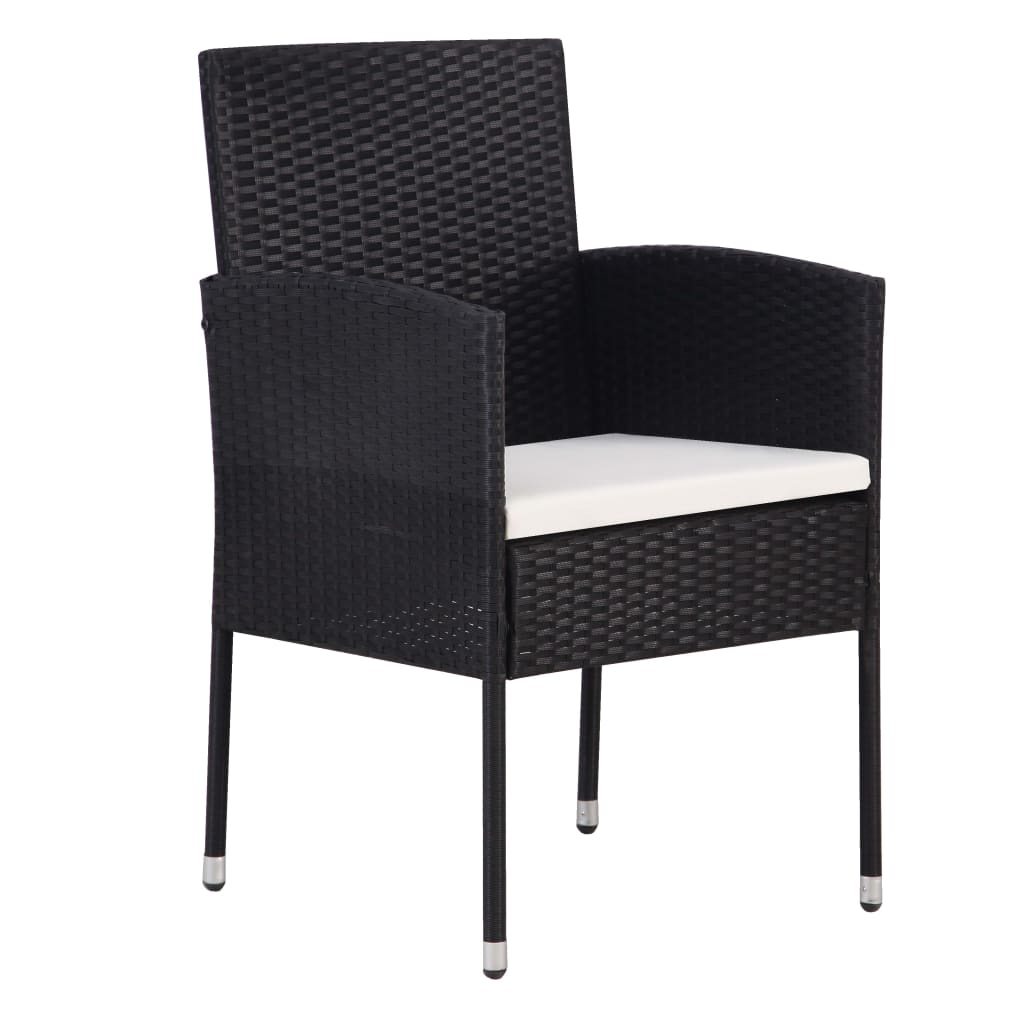 Set da Pranzo da Giardino 3 pz in Polyrattan Nero