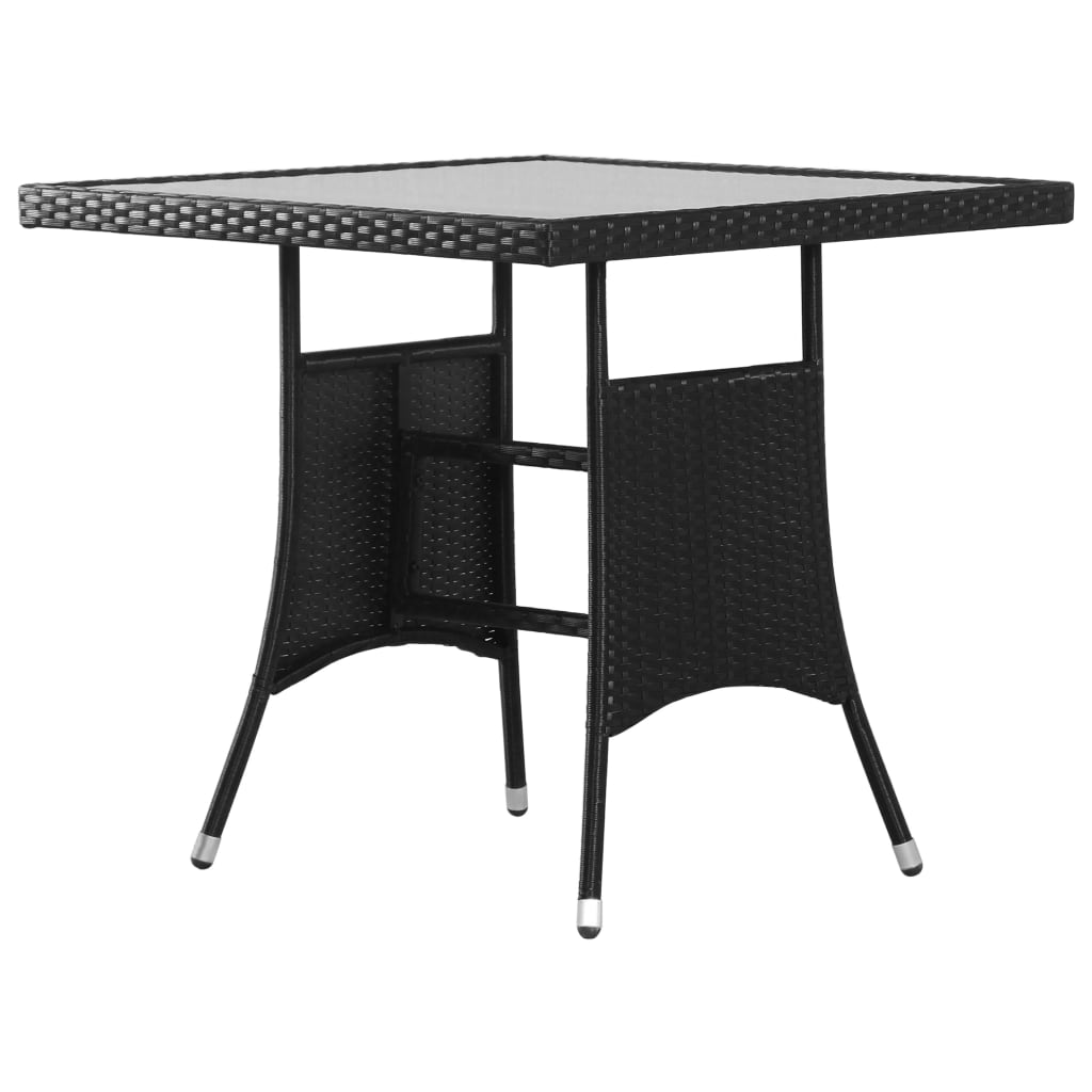 3-piece Garden Dining Set in Black Polyrattan