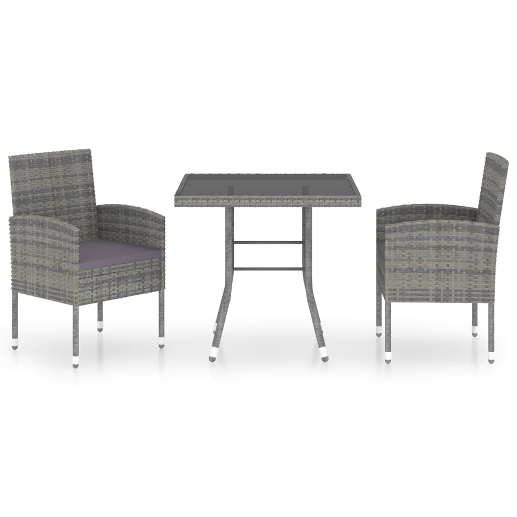 3-piece Garden Dining Furniture Set in Anthracite Polyrattan