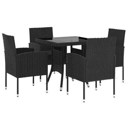 Set da Pranzo da Giardino 5 pz in Polyrattan Nero