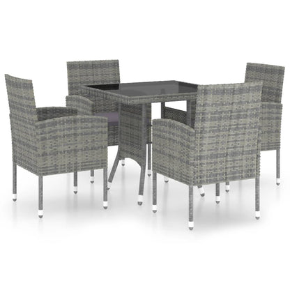 Set Mobili da Pranzo per Giardino 5 pz in Polyrattan Antracite