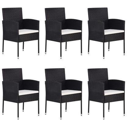 7-piece Garden Dining Furniture Set in Black Polyrattan