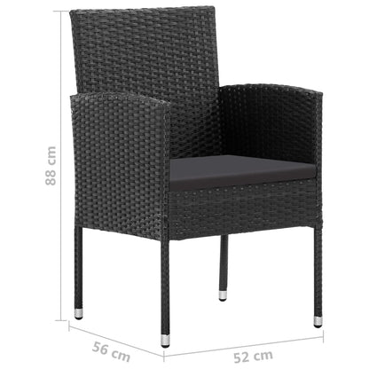 Set da Pranzo da Giardino 5 pz in Polyrattan Nero