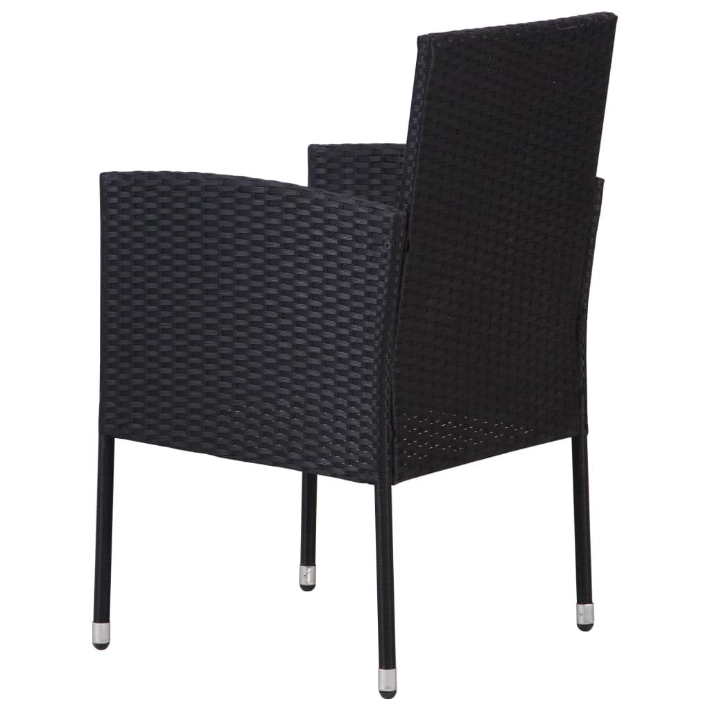 Set Mobili da Pranzo per Giardino 7 pz in Polyrattan Nero