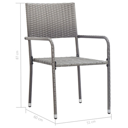 Set da Pranzo per Giardino 3 pz in Polyrattan Antracite Grigio