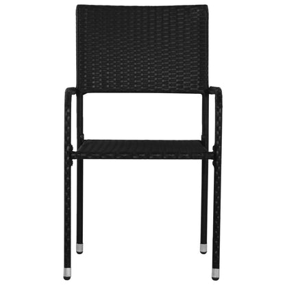 Set da Pranzo da Giardino 7 pz in Polyrattan Nero