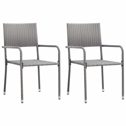 Set da Pranzo Giardino 3 pz Polyrattan e Massello Acacia Grigio | homemem39