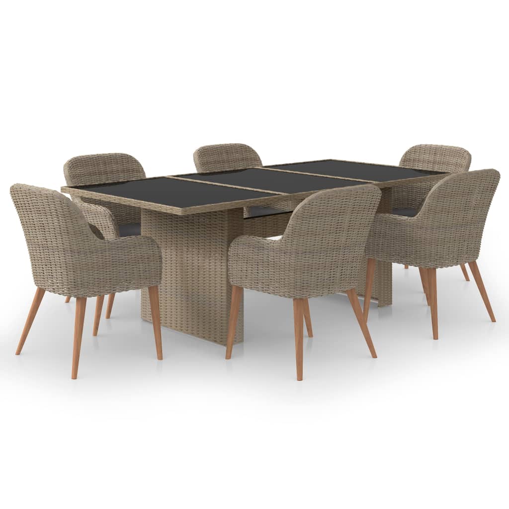 Set da Pranzo da Giardino 7 pz in Polyrattan Marrone - homemem39