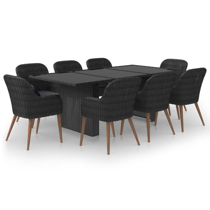 Set da Pranzo da Giardino 9 pz in Polyrattan Nero - homemem39