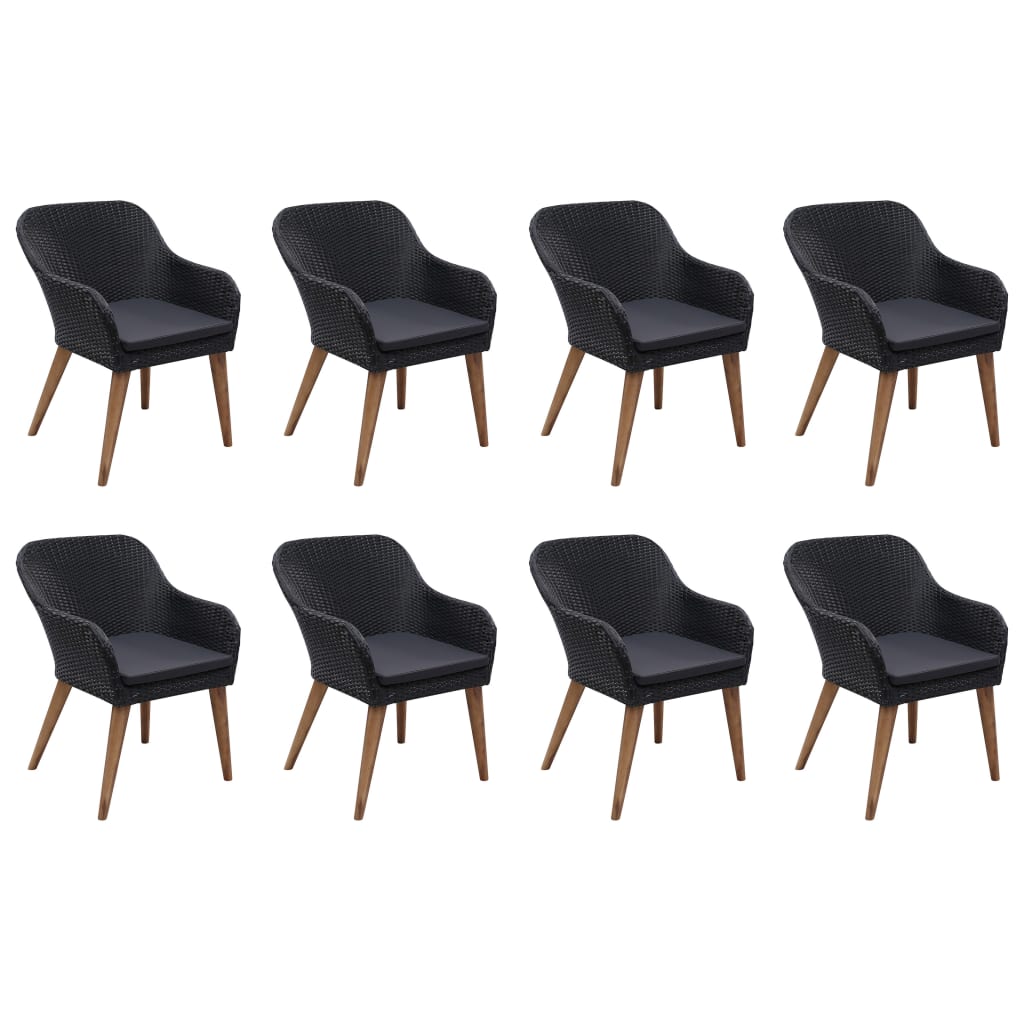 Set da Pranzo da Giardino 9 pz in Polyrattan Nero - homemem39