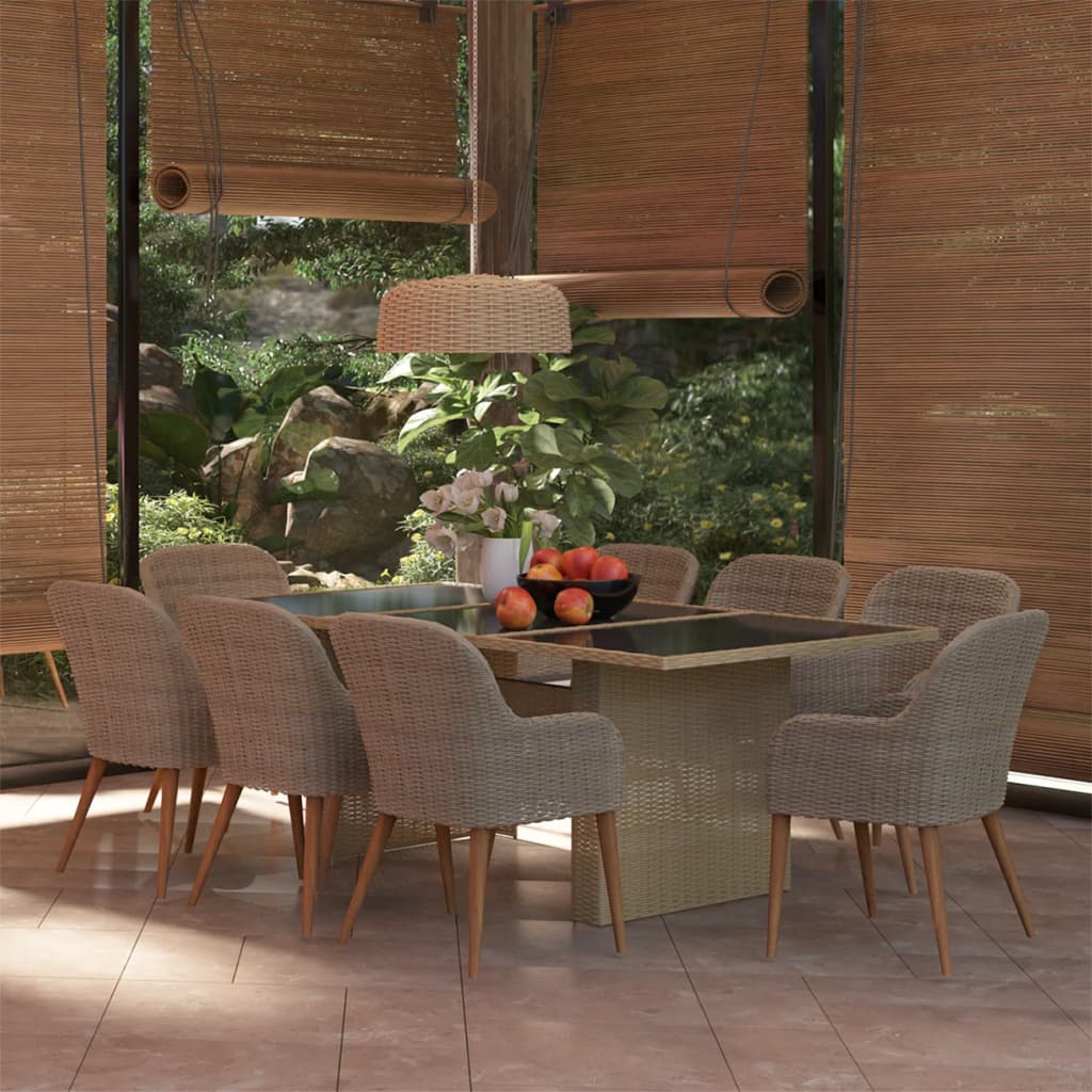 Set da Pranzo da Giardino 9 pz in Polyrattan Marrone - homemem39