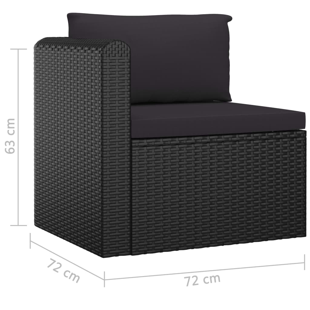 Set Divani da Giardino 9 pz con Cuscini in Polyrattan Nero