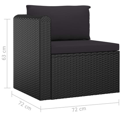 Set Divani da Giardino 9 pz con Cuscini in Polyrattan Nero