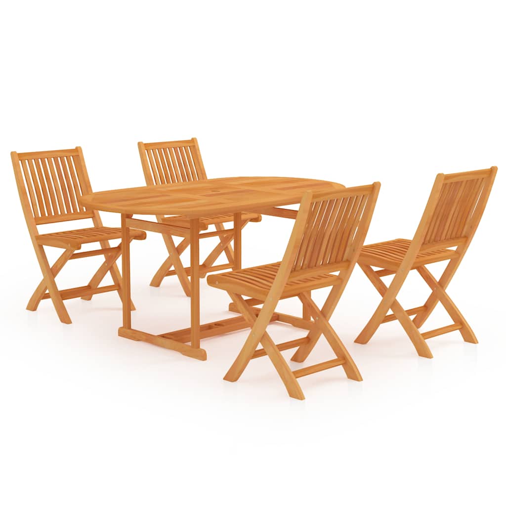 Set da Pranzo da Giardino 5 pz in Legno Massello di Teak