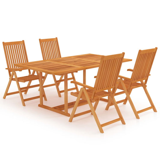 Set da Pranzo da Giardino 5 pz in Legno Massello di Teak