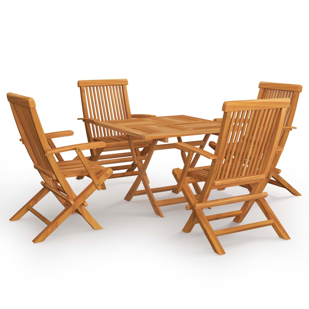 Set da Pranzo da Giardino 5 pz in Legno Massello di Teak