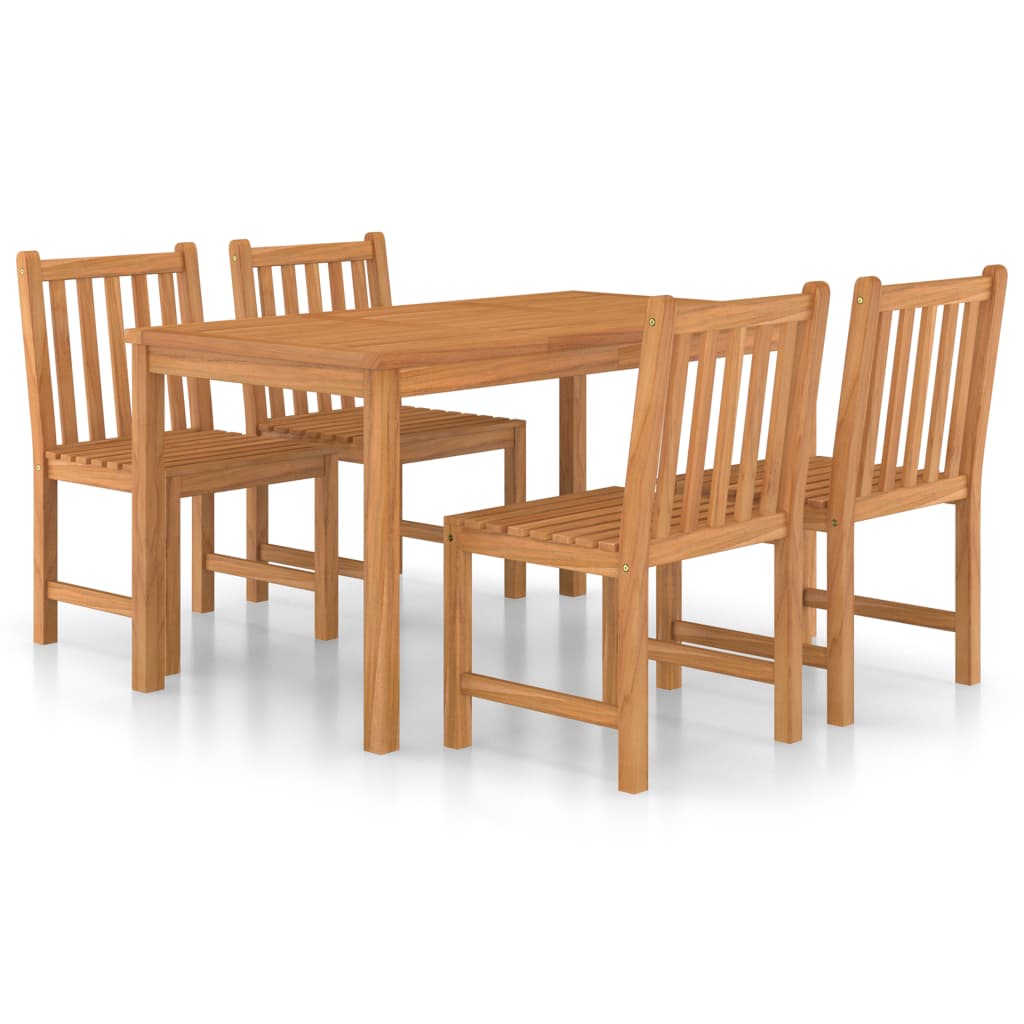 Set da pranzo da giardino 5 pz 140x80 cm in legno massello di teak | homemem39