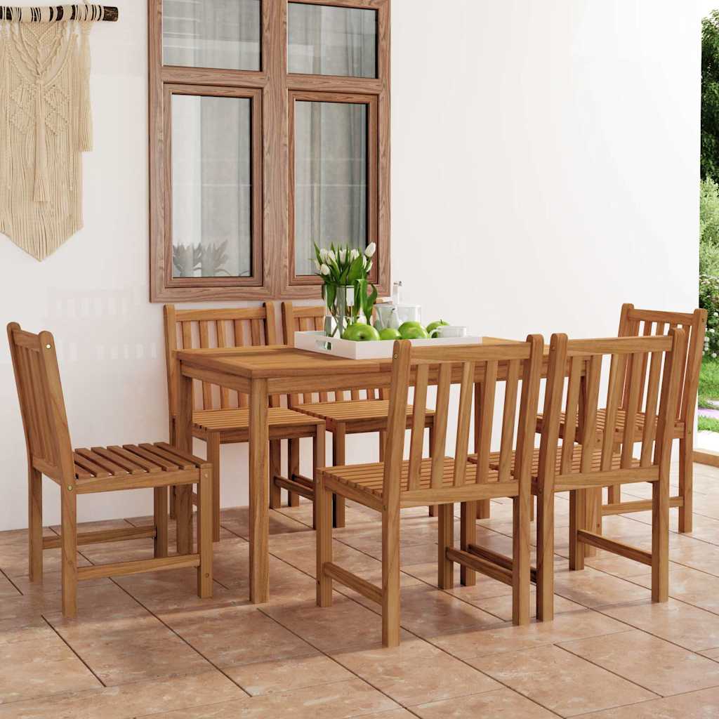 Set da pranzo da giardino 7 pz 140x80 cm Legno Massello di Teak